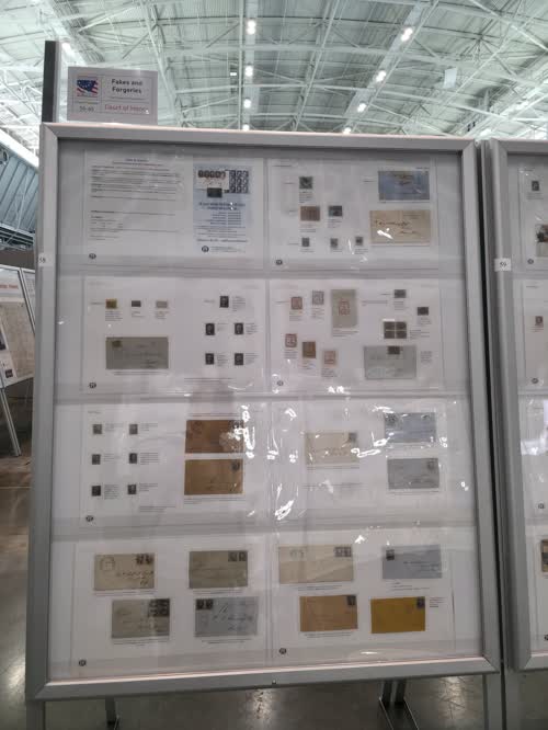 Fakes and Forgeries — frame 58, exhibited by Philatelic Foundation