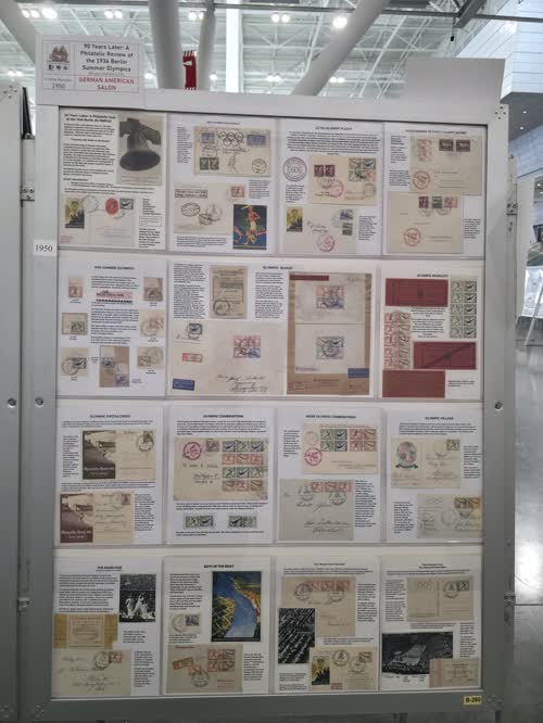 90 Years Later: A Philatelic Review of the 1936 Berlin Summer Olympics — frame 1950, exhibited by William Hatfield
