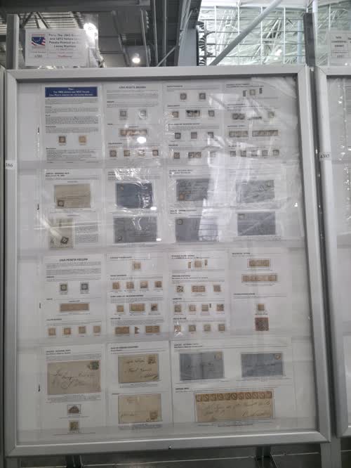 Peru: The 1863 Brown and 1872 Yellow Una Peseta Printed on the Lecoq Machine — frame 4386, exhibited by Ivo Gagliuffi
