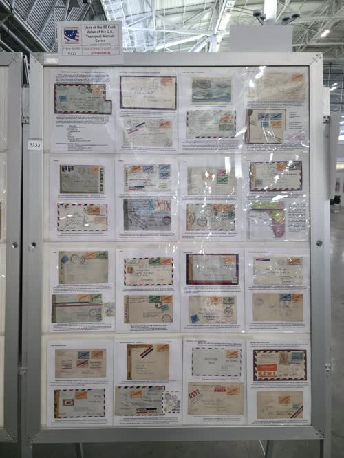 Uses of the 50 Cent Value of the U.S. Transport Airmail Series — frame 5333, exhibited by Joseph G. Bock