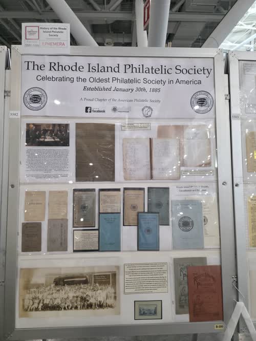 History of the Rhode Island Philatelic Society — frame 5582, exhibited by Shawn Pease