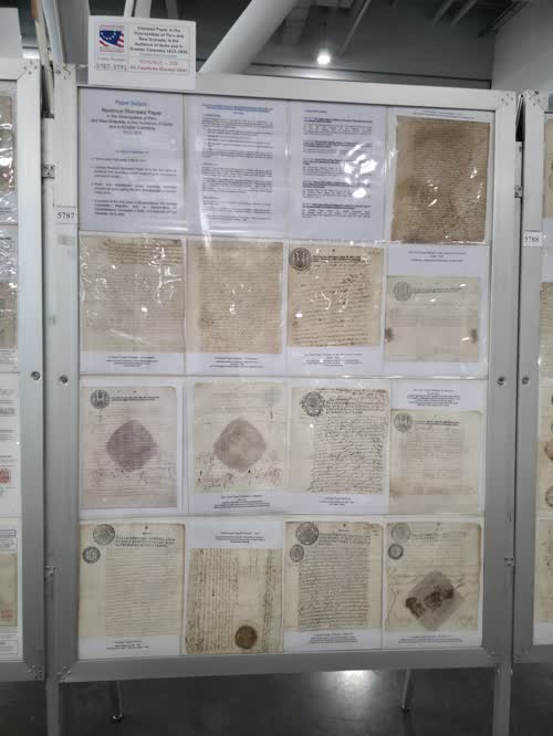 Stamped Paper in the Viceroyalties of Peru and New Granada, in the Audience of Quito and in Greater Colombia 1613-1 — frame 5787, exhibited by Esteban Diaz